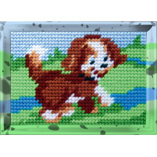Набор для вышивания с пряжей Bambini арт. 2116 'Веселый щенок' 10х14 см