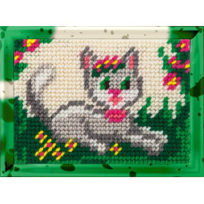 Набор для вышивания с пряжей Bambini арт. 2129 'Кошка среди цветов' 10х14 см