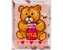 Набор для вышивания с пряжей Bambini арт. 2206 'Медвежонок с медом' 15х20 см