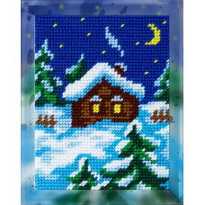 Набор для вышивания с пряжей Bambini арт. 2257 'Зимняя ночь' 15х20 см
