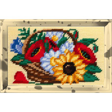 Набор для вышивания с пряжей Bambini арт. 2301 'Полевые цветы в корзине' 15х25 см
