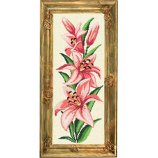 Рисунок на канве (страмин) с нанесенным рисунком ЧАРIВНИЦЯ арт. S43 'Розовые лилии' 20х50