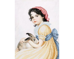 Рисунок на ткани АНГЕЛIКА арт. А519 'Девочка с кроликом' 21х28