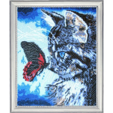 Набор для вышивания BUTTERFLY арт. 596 Котенок и бабочка 33х27 см