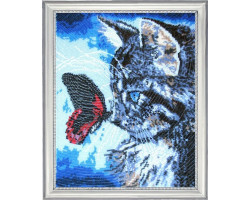 Набор для вышивания BUTTERFLY арт. 596 Котенок и бабочка 33х27 см