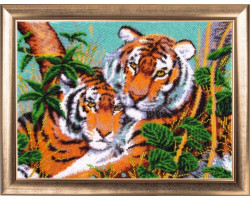 Набор для вышивания BUTTERFLY арт. 607 Тигры в джунглях 25x34 см