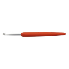 KNPR.30909 Knit Pro Крючок для вязания с эргономичной ручкой Waves 4мм, алюминий, серебристый/мандар