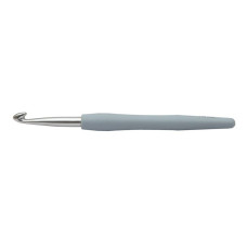 KNPR.30915 Knit Pro Крючок для вязания с эргономичной ручкой Waves 7мм, алюминий, серебристый/астра