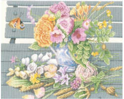 Набор для вышивания арт. LANARTE РN-0146981(Цветы на скамейке) 36х28 см