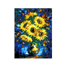 Картины по номерам Molly арт.G370 Подсолнухи На Синем (23 Краски) 40х50 см