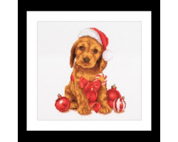 Набор для вышивания арт.Gouverneur-730 A 'Рождественский щенок' 31х30 см