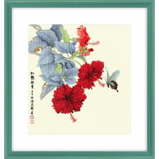 Набор для вышивания крестом Xiu Crafts арт.XC.146 Гибискус и бабочка 36,63х34,29 см