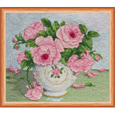 Набор для вышивания мулине АБРИС АРТ арт. АН-014 'Розовые цветы' 20,5х16,5 см