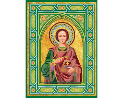 Схема для вышивки иконы бисером на холсте АБРИС АРТ арт.ACK-158 Икона 'Св. Пантелеймон' 20,5х29 см