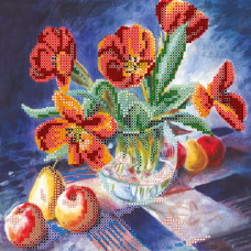 Схема на холсте АБРИС АРТ арт. АС-433 Натюрморт с тюльпанами 20х20 см