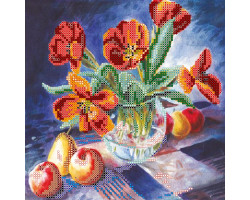 Схема на холсте АБРИС АРТ арт. АС-433 Натюрморт с тюльпанами 20х20 см