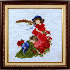 Набор для вышивания Алисена арт.1032-1 'Девочки в маках' 27*31 см салатовый