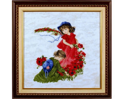 Набор для вышивания Алисена арт.1032-1 'Девочки в маках' 27*31 см салатовый