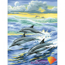 Набор для изготовления картин 'АЛМАЗНАЯ ЖИВОПИСЬ' арт.АЖ.1062 'Семья дельфинов' 30х40 см