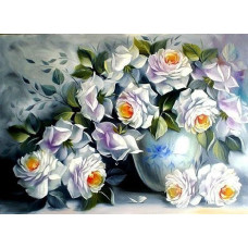 Набор для изготовления картин 'АЛМАЗНАЯ ЖИВОПИСЬ' арт.АЖ.1203 'Белые розы' 45х60 см