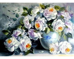 Набор для изготовления картин 'АЛМАЗНАЯ ЖИВОПИСЬ' арт.АЖ.1203 'Белые розы' 45х60 см