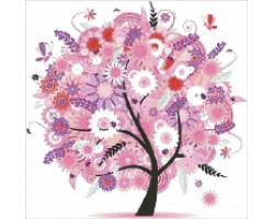 Набор для изготовления картин 'АЛМАЗНАЯ ЖИВОПИСЬ' арт.АЖ.SP-343 'Дерево в розовых цветах' 50x50 см