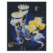 Набор алмазной живописи с подрамником 'Алмазная вышивка' арт.СК-640(П) 'Бокалы и розы' 40х50 см