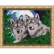 Рисунок на ткани арт. VKA3049 Волки лунной ночью 28х38 см