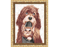 Рисунок на ткани арт. VKA3055 Собака с котенком 28х38 см