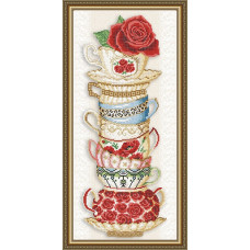 Рисунок на ткани арт. VKA3082 Чашки с розой 25х55 см