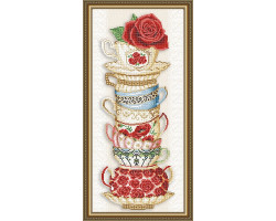 Рисунок на ткани арт. VKA3082 Чашки с розой 25х55 см