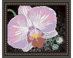 Рисунок на ткани арт. VKA4105-B Орхидея на черном 20,5х25 см