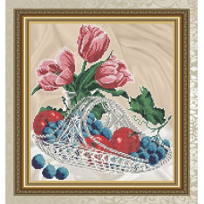 Рисунок на ткани арт. VKA4707 Яблоки с виноградом в хрустале 29х32 см