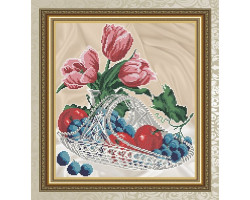 Рисунок на ткани арт. VKA4707 Яблоки с виноградом в хрустале 29х32 см