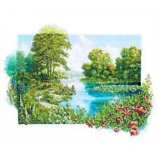 Рисунок на ткани 'Астрея Арт' арт.АСТ.71447 Лесной пруд А3 40х32см