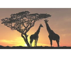 Рисунок на ткани 'Астрея Арт' арт.АСТ.73028 Ночная саванна Жирафы А3 40х23см