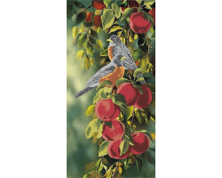 Рисунок на ткани 'Астрея Арт' арт.АСТ.73117 Птички на яблоках А3+ 30х60см
