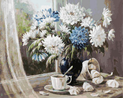 Картины по номерам Белоснежка арт.БЛ.147-АВ Хризантемы-цветы запоздалые 40х50 см