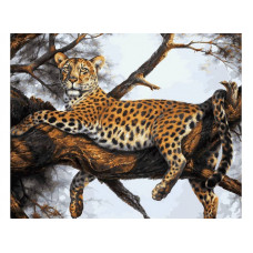 Картины по номерам Белоснежка арт.БЛ.170-АВ Леопард на отдыхе 40х50 см