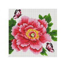 Набор Белоснежка для изготовления картин со стразами на подрамнике арт.БЛ.333-ST-S Розовый цветок и бабочки 40х50см
