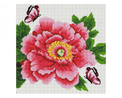 Набор Белоснежка для изготовления картин со стразами на подрамнике арт.БЛ.333-ST-S Розовый цветок и бабочки 40х50см