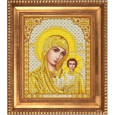 Рисунок на ткани бисером БЛАГОВЕСТ арт.И-4050 Казанская Божия Матерь в золоте 20х25 см