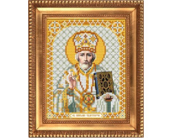 Рисунок на ткани бисером БЛАГОВЕСТ арт.И-5015 Святой Николай Чудотворец в белом одеянии 13,5х17 см