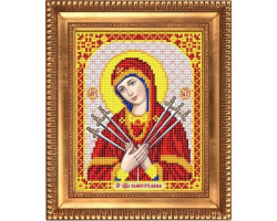 Рисунок на ткани бисером БЛАГОВЕСТ арт.И-5073 Пресвятая Богородица Семистрельная 13,5х17 см