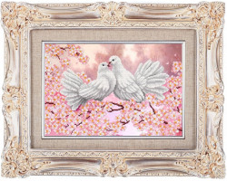 Рисунок на ткани бисером БЛАГОВЕСТ арт.К-3003 Любовь и голуби 38,5х26,5 см