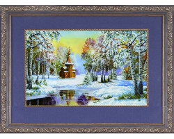 Рисунок на ткани бисером БЛАГОВЕСТ арт.К-3008 Зимний пейзаж 41х26,5 см