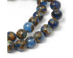 Бусины натуральный камень Агат мозаичный арт.SV.АМ-10.4 10 мм., цв. Синий граненый на нитях (40 +/-