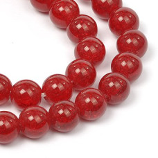 Бусины натуральный камень Кварц сахарный арт.SV.КСК-10 10 мм., цв. Красный на нитях (41 +/- 3 бусины
