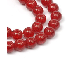 Бусины натуральный камень Кварц сахарный арт.SV.КСК-10 10 мм., цв. Красный на нитях (41 +/- 3 бусины