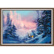 Набор 'ЧМ' арт. КС-090 для изготовления картины со стразами 'Домик в зимнем лесу' 30,3х42 см
